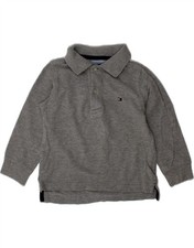 TOMMY HILFIGER Baby Boys Long Sleeve Polo Shirt 18-24 Months Grey Cotton DR04