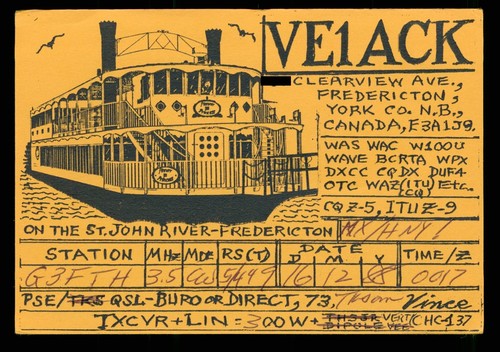 Qsl radio card canada ve1ack - qsl,
