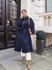 ZARA BELTED OVERSIZED TRENCH COAT NAVY BLUE SIZE M REF. 8509/347
