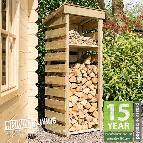 Narrow wooden log store - wooden,