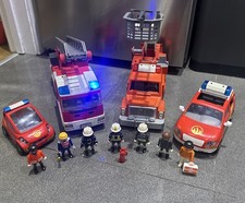 Playmobil Fire Bundle - Fire Engines, Fire Chief Cars, Figures – Lights & Sounds