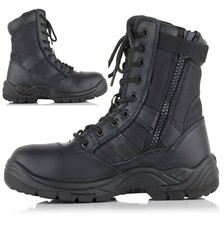 MENS LIGHTWEIGHT NON SAFETY LEATHER MILITARY COMBAT BOOTS POLICE ARMY SHOES SIZE