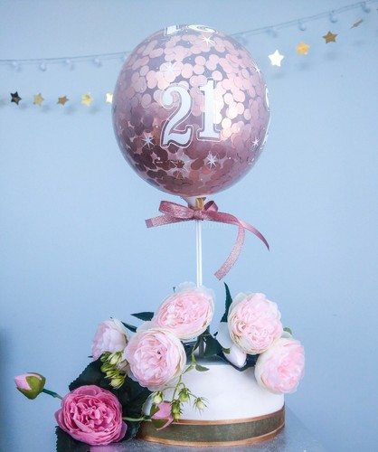Rose gold balloons cake topper - gold,