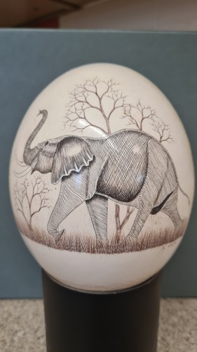 Antique ostrich egg art - ostrich,