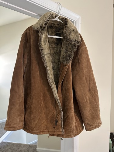 Leather brown vintage coat - leather,