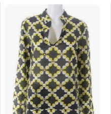 Tory Burch Grey And Yellow Silver Circular sequins Stephanie Tunic Size 8