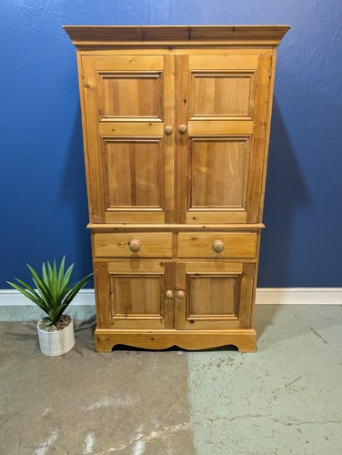 Vintage pine wardrobe armoire - vintage,