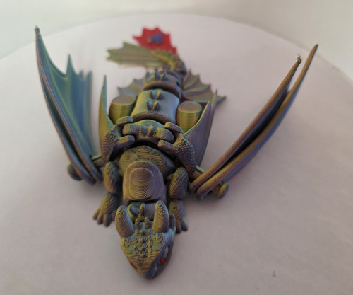 Gold blue winged dragon - gold,