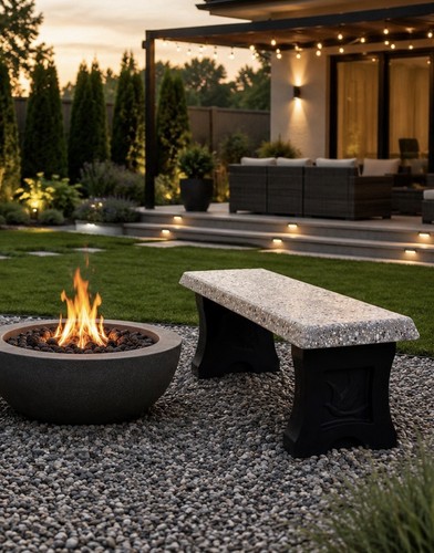 Modern concrete bench with - modern,
