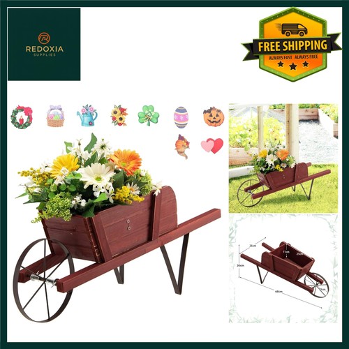 Rustic wooden wheelbarrow - rustic,