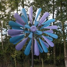 Beautiful Blue and Purple Wind Spinner Outdoor Garden Ornament