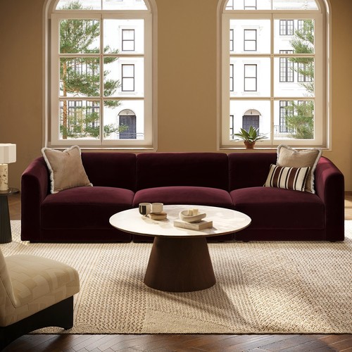 Burgundy velvet curved - velvet, modular