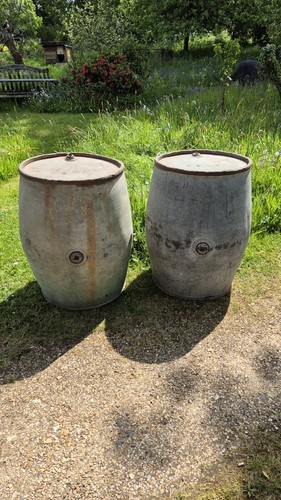 Vintage galvanised barrel - vintage,