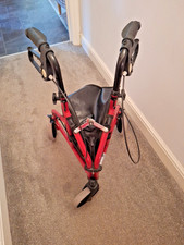 Drive Devibliss Three Wheeled Walker Red With Bag Adjustable Height , Brakes VGC