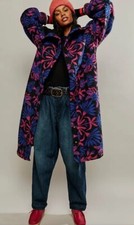 Free People The Love Cardi Coat Sherpa Foldover Collar Sapphire Combo XL NWT