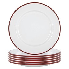 6x White Enamel Dinner Plates
