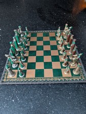 Vintage Italfama Italian leather chess set and board