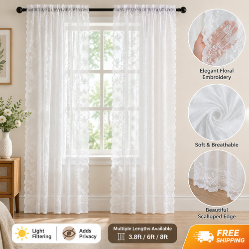 Lace sheer curtain - 1, panel
