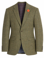 Green check herringbone jacket - green,
