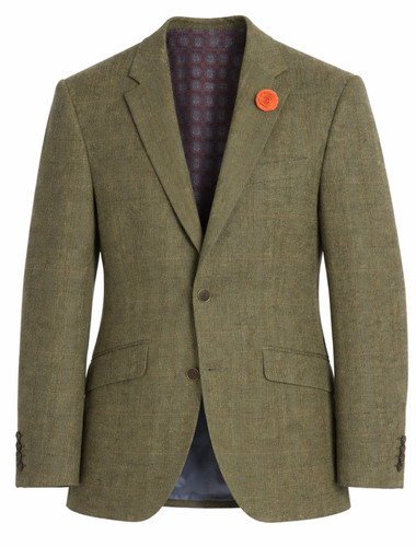 Green check herringbone jacket - green,