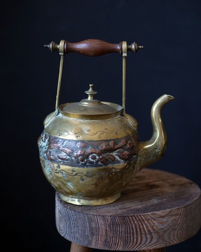Vintage brass tea kettle - vintage,