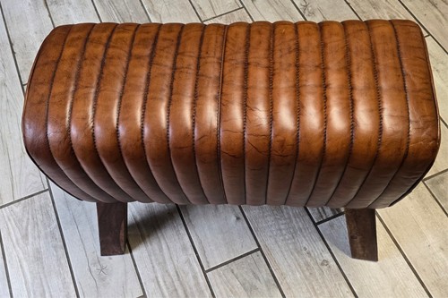 Brown leather stool - leather, /