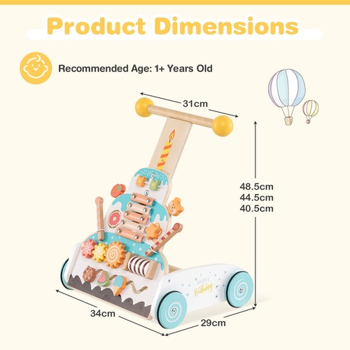 Wooden baby walker height adj - wooden,