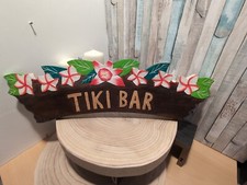 Fair Trade Hand Carved And Painted" TIKI BAR " Wooden Bar Kitchen Sign 