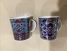 Pair of Dunoon “Sheikh” and Sari Design Fine Bone China Mugs New
