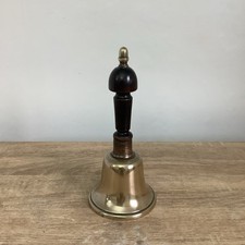 A superb Antique Brass vintage School/Church Bell with rosewood handle 