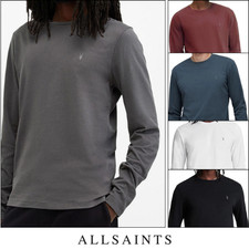 ALLSAINTS Mens Long Sleeve T Shirts Crew Neck Casual Top Slim Fit Cotton Tee