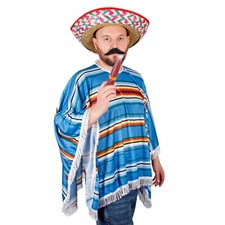 Blue Mexican Poncho Mens