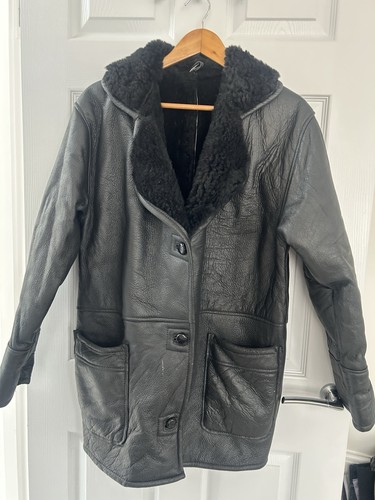 Mens leather black sheepskin - black,