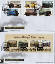 2025 GB STEAM LOCOMOTIVE STAMPS +MINI SHEET FIRST DAY COVERS FDCs *NICE  25.9.25