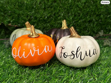 Gift wrapped personalised pumpkins, autumn decor, Halloween decor, personalised