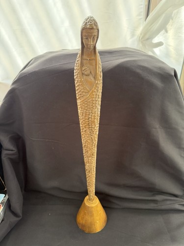 Vintage carved wooden madonna - carved,