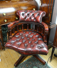  CHESTERFIELD MID CENTURY CAPTAINS CHAIR OXBLOOD LEATHER BEST QUALITY! VINTAGE
