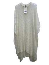 Zara Ecru Open Knit Cape Poncho One Size Medium Ref 5987 204