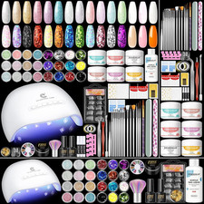 74Pcs Acrylic Nail Kit with Lamp,6 Colours Acrylic Powder and Liquid, 24Pcs