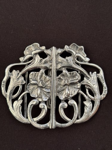Art nouveau silver nurses belt - silver,