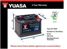 AGM Battery fits ALFA ROMEO MITO SPIDER GTV GT 166 TONALE 52 to 23 Yuasa 027 AGM