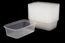 50 x Plastic Food Containers & Lids 650 ml Microwave Safe Takeaway Catering