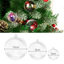 20PCS Clear Plastic Balls Christmas Baubles Fillable DIY for Party Tree Ornament