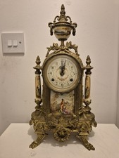 Vtg Franz Hermle Lancini Imperial Ormolu Porcelain Gilt Brass Mantle Clock Italy