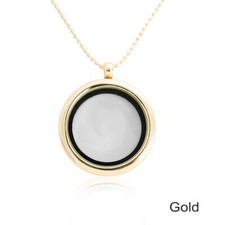 Crystal Locket Pendant Necklace Round Glass Floating Jewelry Living Memory