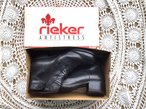 Rieker black leather ankle - black,