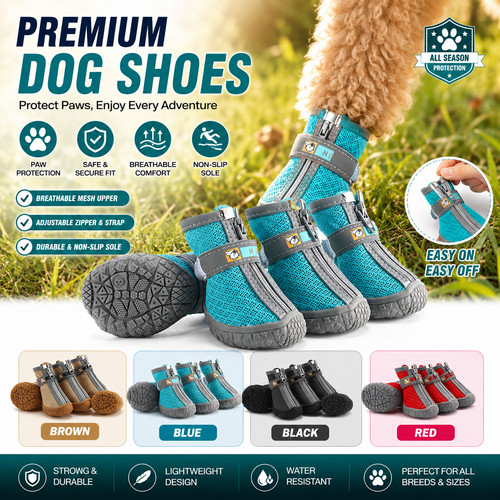 4pcs set dog shoes - 4pcs/set, paw