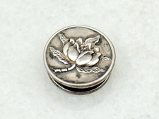 Antique Sterling Silver Art Nouveau Repousse Flower Lapel Pin Stud Button