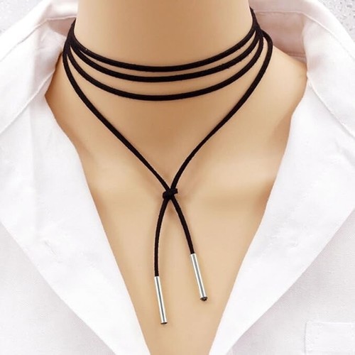 Suede leather choker - leather,