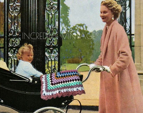 Vintage 60s crochet wool baby - vintage,